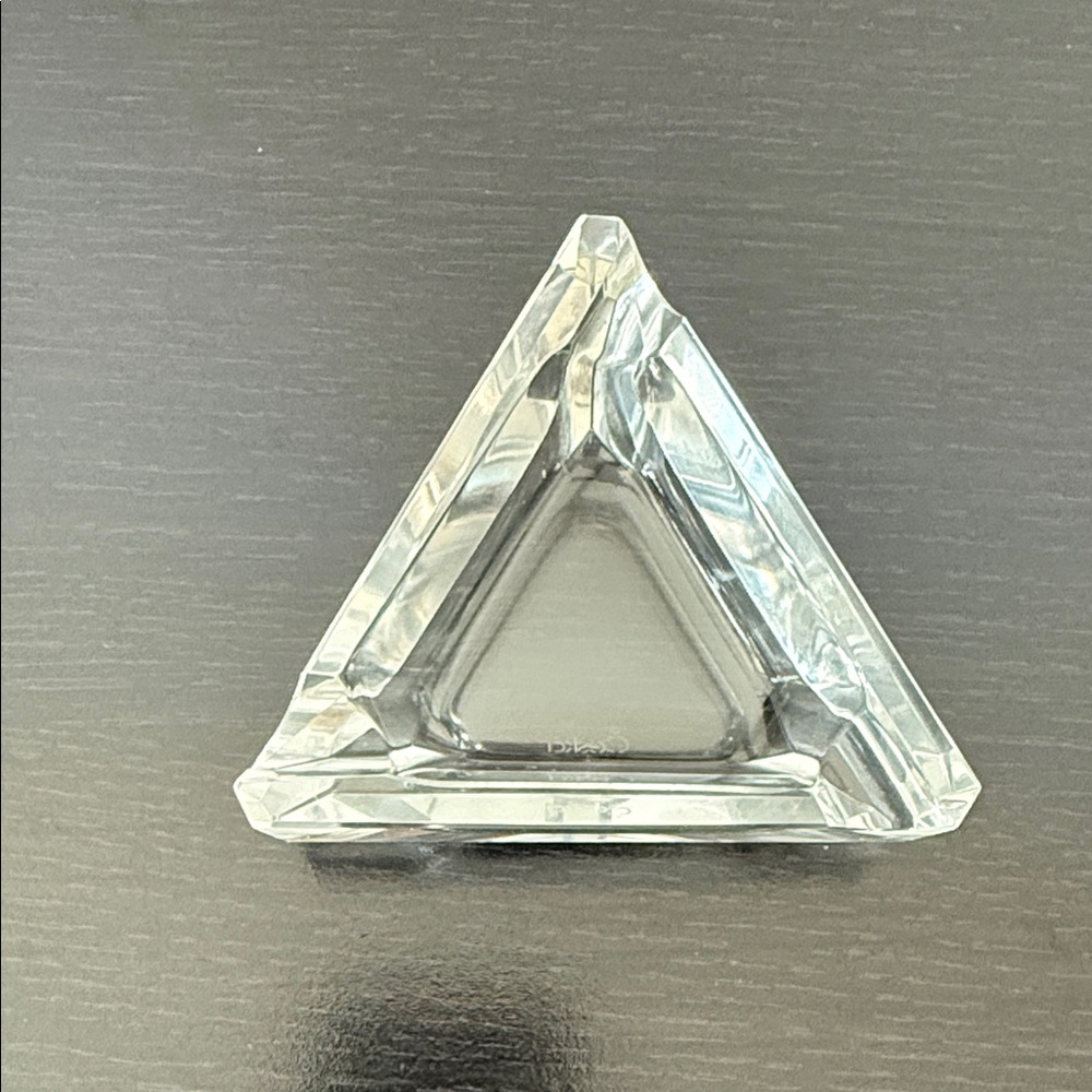 Elegant Ceska Crystal Triangle Ashtray Paperweight